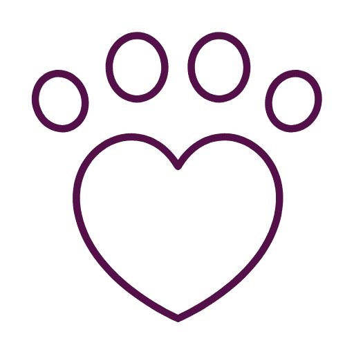 Symbol einer Pfote mit Herz für tierversuchsfreie Hautpflege
