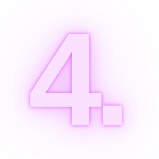 Die Zahl 4 in rosa Neonfarben
