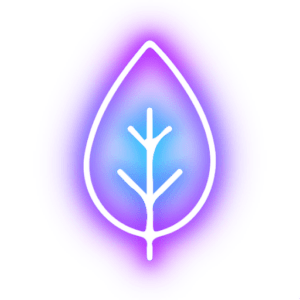 Lilafarbenes Blattsymbol in Neonfarben
