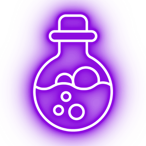 Lilafarbenes Laborsymbol in Neonfarben