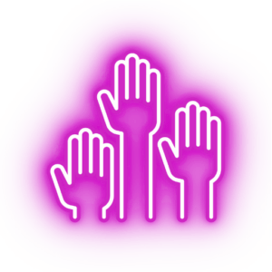 Pinkfarbenes Händesymbol in Neonfarben
