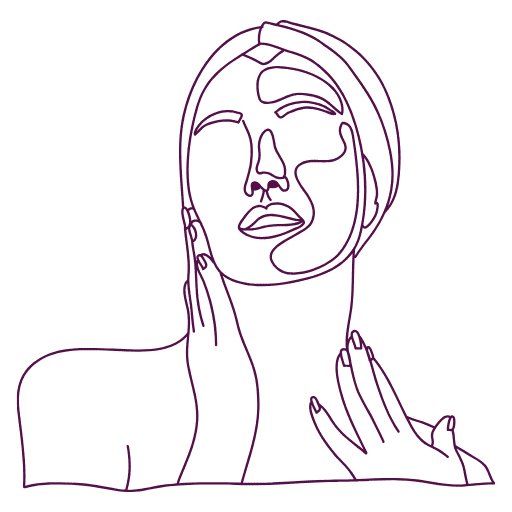 Line-Art-Zeichnung einer Frau – Symbol für Hautpflegewissen bei Velvet Skincare