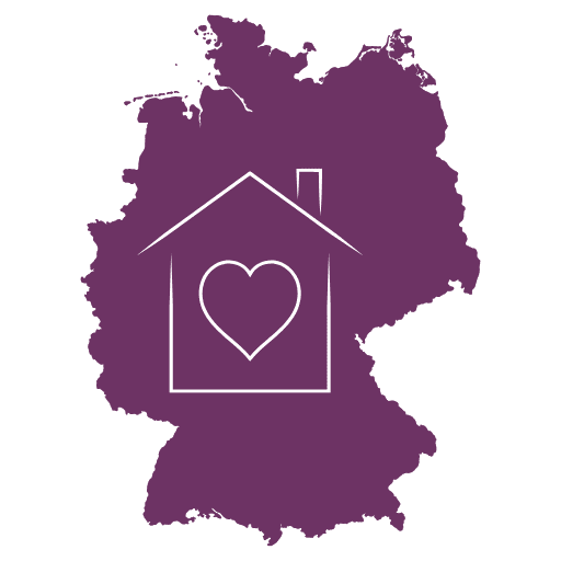 Haus mit Herz vor Umriss von Deutschland – Symbol für Made in Germany