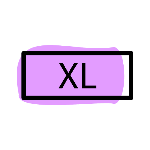 XL-Symbol auf lila Hintergrund – Hinweis auf großzügigen Produktinhalt